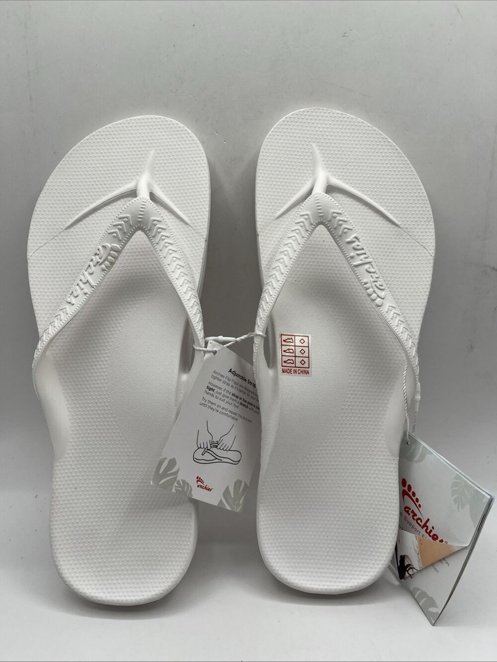 Archies Flip Flops Sandal Unisex White M 10 W 11 Arch Support Therapy NWT
